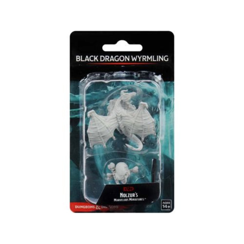 Wizkids - Dungeons and Dragons - Unpainted Miniatures - Nolzurs Marvelous Miniatures - Black Dragon Wyrmling - 73850