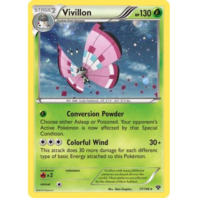 Vivillon (17/146) (Meadow Form/Pink Wings) (Cosmos Holo) [XY: Base Set]