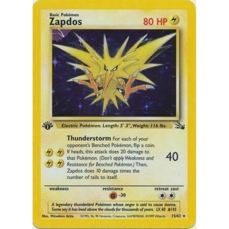Zapdos (15/62) (Cosmos Holo) [Fossil 1st Edition]