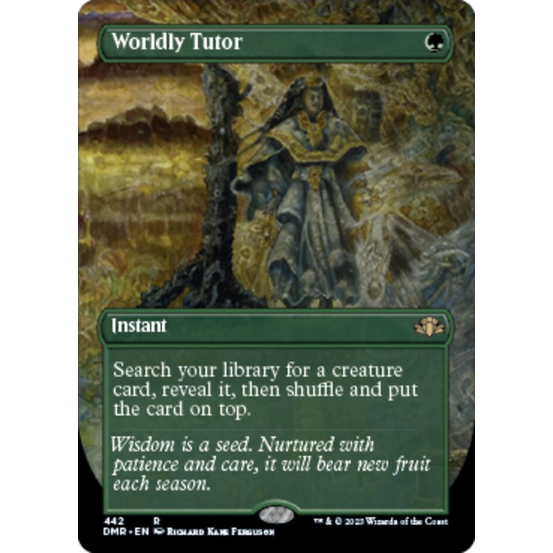 Worldly Tutor (Borderless Alternate Art) [Dominaria Remastered]