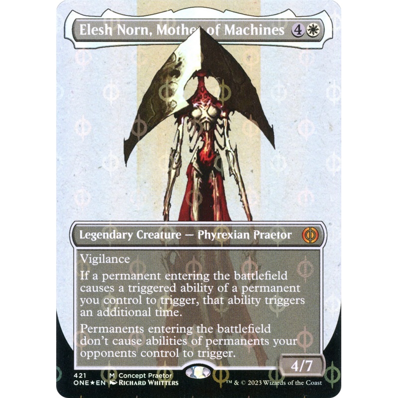 Elesh Norn, Mother of Machines (Borderless Concept Praetors Step-and-Compleat Foil) [Phyrexia: All Will Be One]