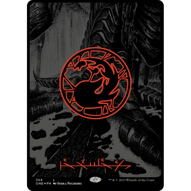 Mountain (368) (Oil Slick Raised Foil) [Phyrexia: All Will Be One]
