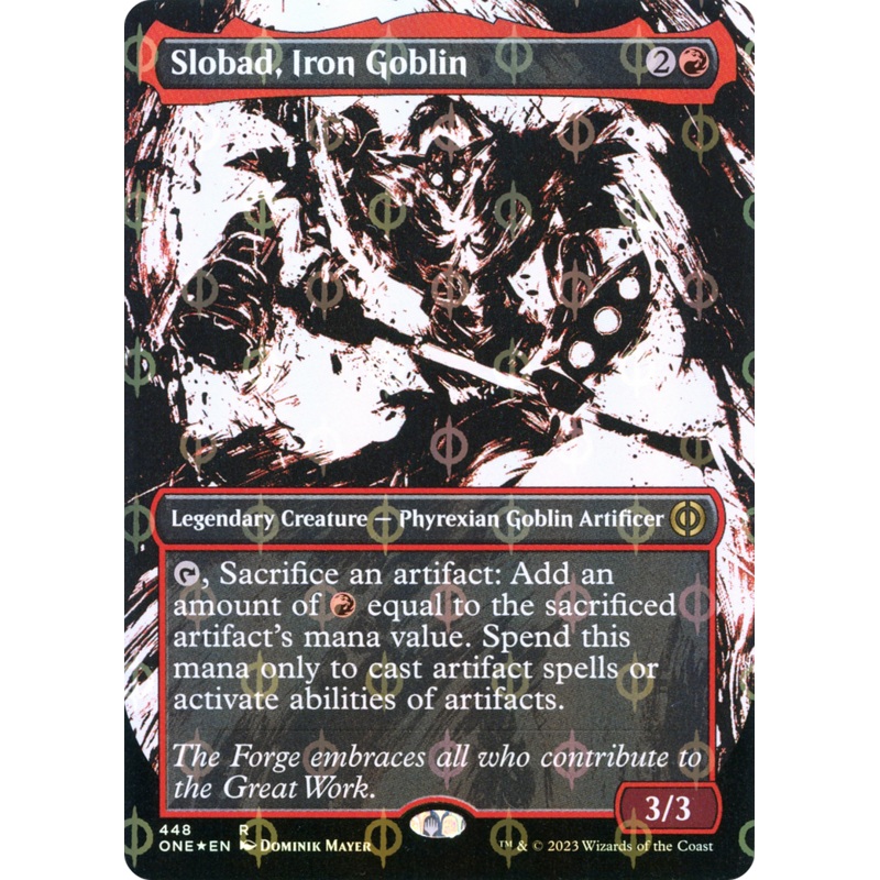 Slobad, Iron Goblin (Borderless Ichor Step-and-Compleat Foil) [Phyrexia: All Will Be One]