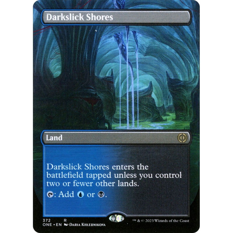 Darkslick Shores (Borderless Alternate Art) [Phyrexia: All Will Be One]