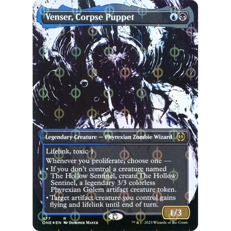Venser, Corpse Puppet (Borderless Ichor Step-and-Compleat Foil) [Phyrexia: All Will Be One]