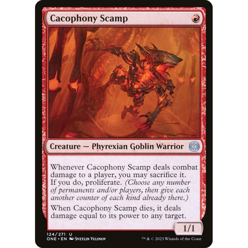 Cacophony Scamp [Phyrexia: All Will Be One]
