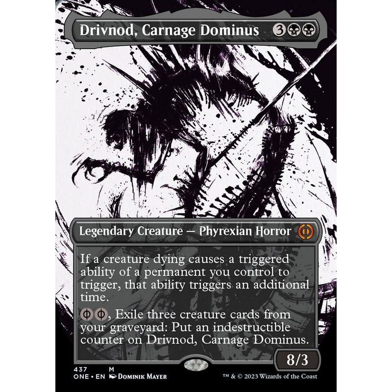 Drivnod, Carnage Dominus (Borderless Ichor Step-and-Compleat Foil) [Phyrexia: All Will Be One]