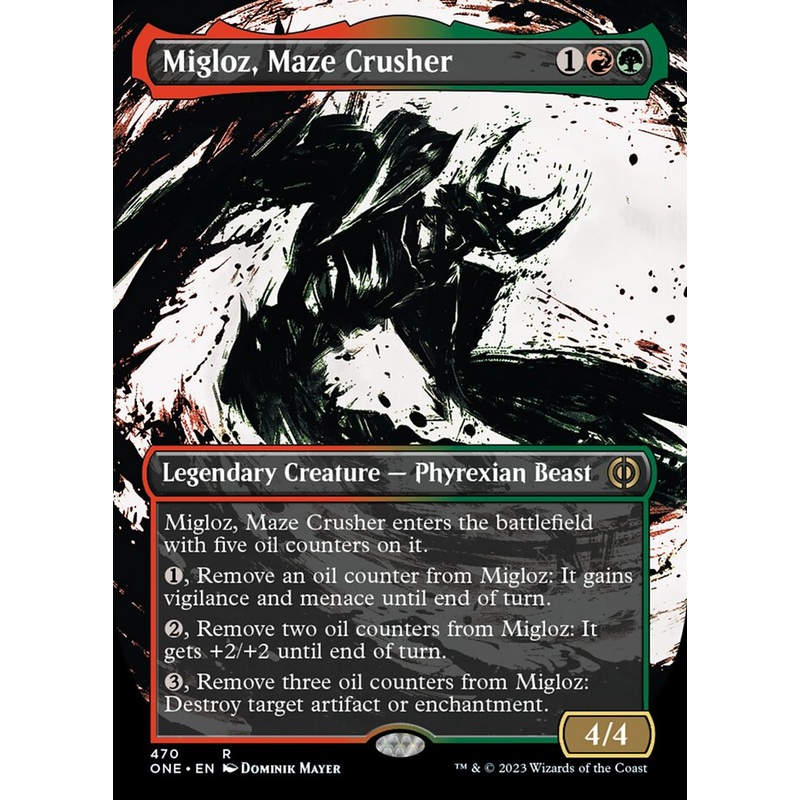 Migloz, Maze Crusher (Borderless Ichor Step-and-Compleat Foil) [Phyrexia: All Will Be One]