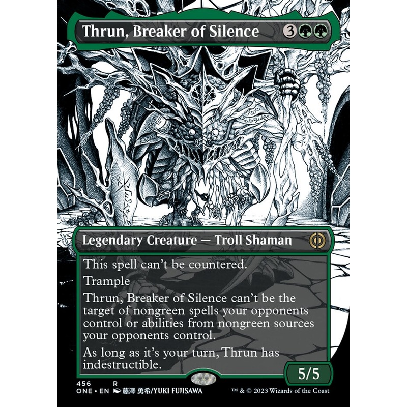 Thrun, Breaker of Silence (Borderless Manga Step-and-Compleat Foil) [Phyrexia: All Will Be One]
