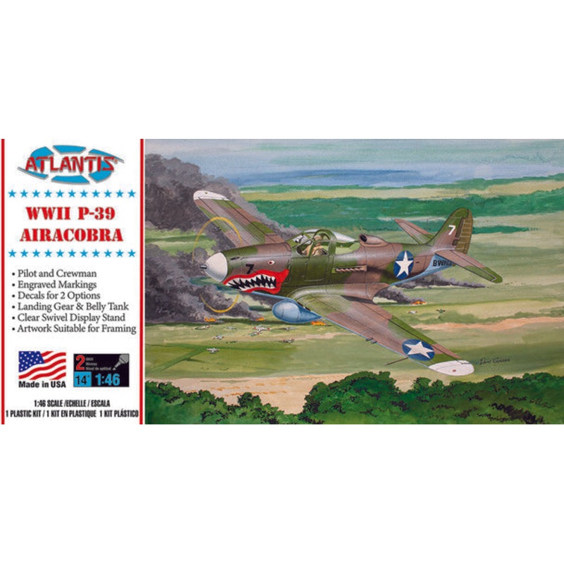 ATLANTIS H222 P-39 Bell Airacobra WWII Fighter 1/46 Plastic Model Kit