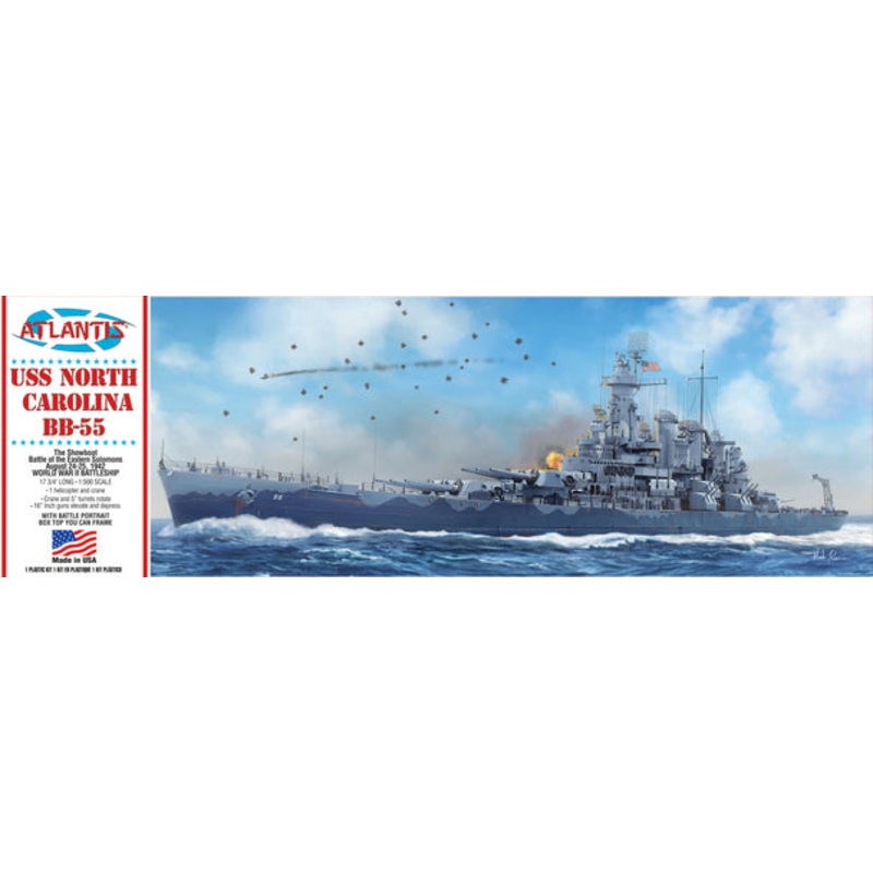 ATLANTIS R601 USS North Carolina BB-55 The Showboat Battleship Plastic Model Kit 1/500 Scale