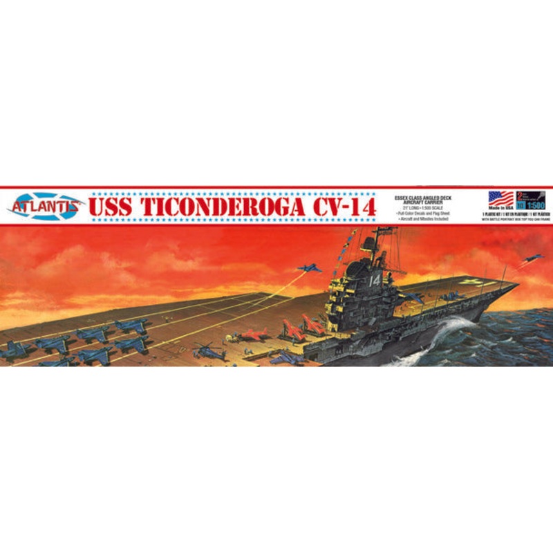 ATLANTIS R611 USS Ticonderoga CV-14 Aircraft Carrier Plastic model kit 1/500