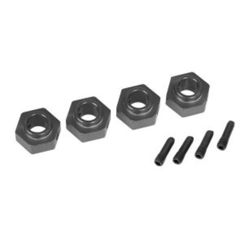 TRAXXAS 8269A Wheel hubs, 12mm hex, 6061-T6 aluminum (charcoal gray-anodized) (4)/ screw pin (4)