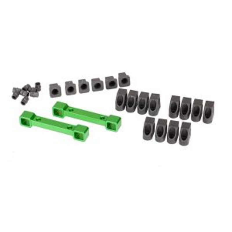 TRAXXAS 8334G Mounts, Suspension Arms, Aluminum (green-anodized) (front & rear)/ Hinge Pin retainers (12)/ inserts (6)