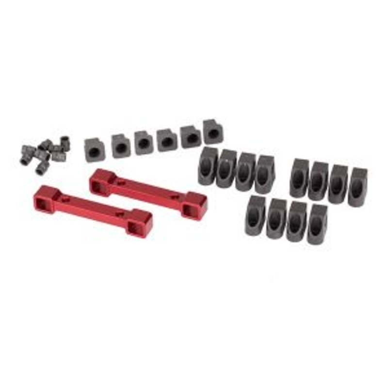 TRAXXAS 8334R Mounts, Suspension Arms, Aluminum (Red-anodized) (front & rear)/ Hinge Pin Retainers (12)/ Inserts (6)