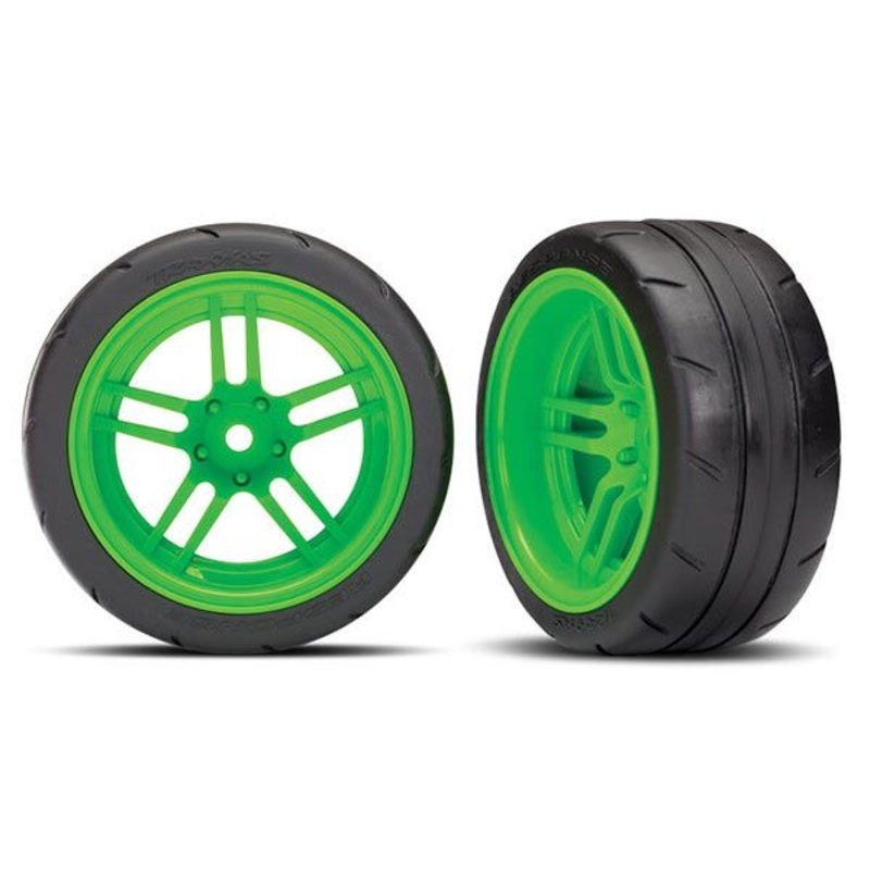 TRAXXAS 8374G Tires & Wheels 1.9 response Rear Extra Wide Green