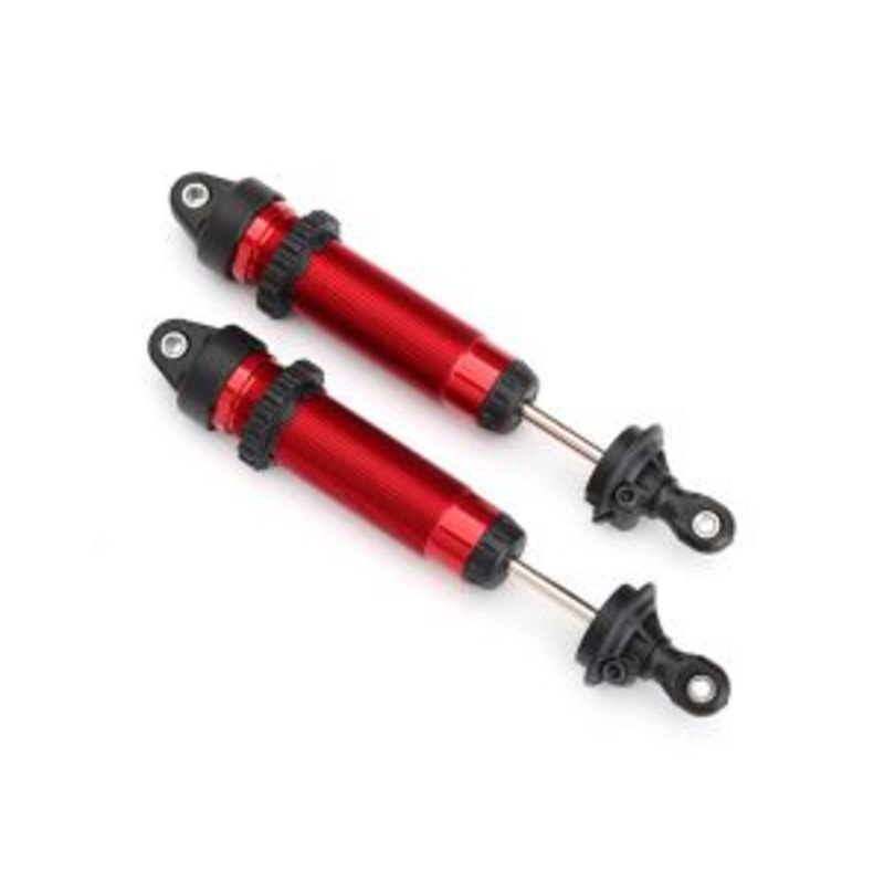 TRAXXAS 8450R Shocks, GTR, 134mm, aluminum (red-anodized) (fully assembled w/o springs) (front, threaded) (2)