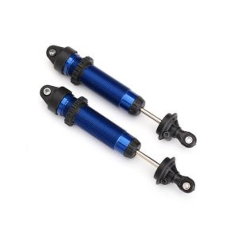 TRAXXAS 8450X Shocks, GTR, 134mm, aluminum (blue-anodized) (fully assembled w/o springs) (front, threaded) (2)
