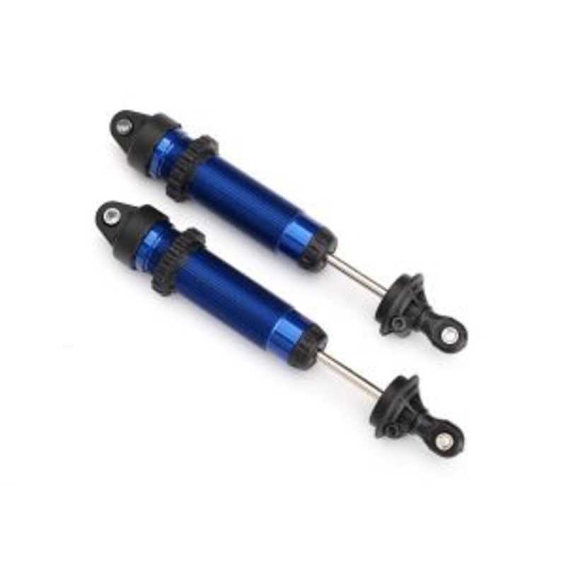 TRAXXAS 8460X Shocks, GTR, 139mm, aluminum (blue-anodized) (fully assembled w/o springs) (rear, threaded) (2)
