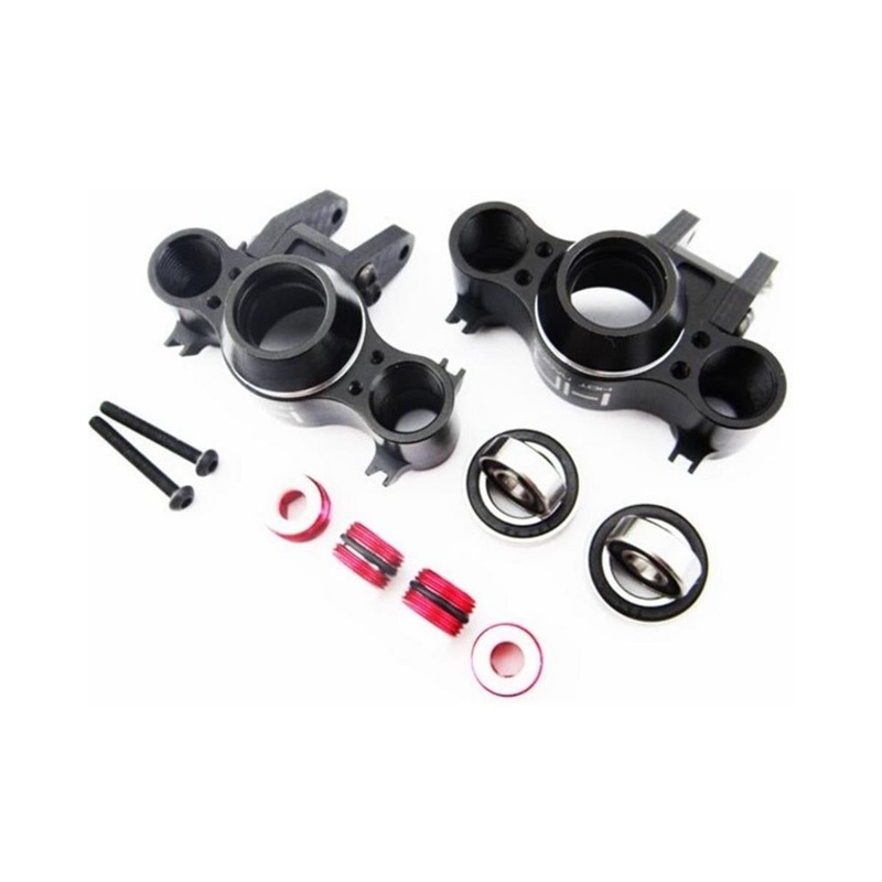 HOT RACING RVO21XG01 Traxxas T-Maxx/Revo/Summit Aluminum Axle Carriers (Black) w/Bearings & Carbon Arms