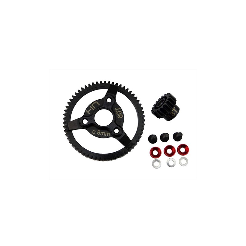 HOT RACING STE260 0.8MOD 32P Brushless Steel Gear Kit  18T 60T  (Red)