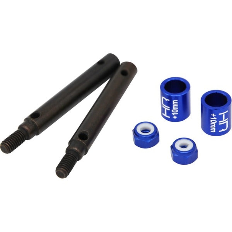 HOT RACING STRXF39W10 +10mm S2 Spring Steel Portal Drive Stub Axles, for Traxxas TRX-4