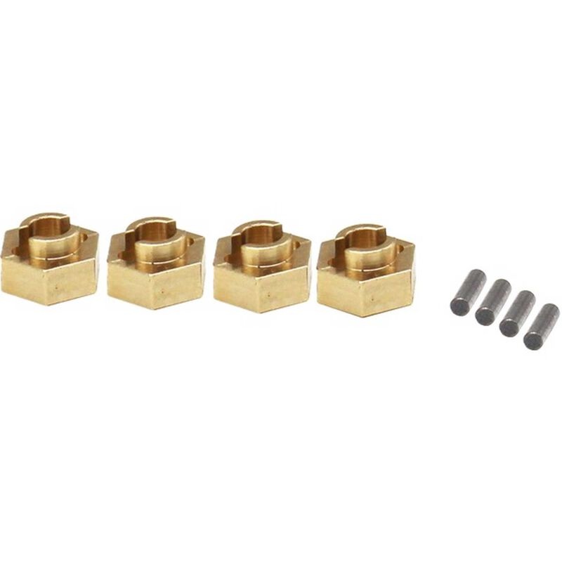 HOT RACING SXTF10H Axial SCX24 Brass 7mm Wheel Hex Hub (4)