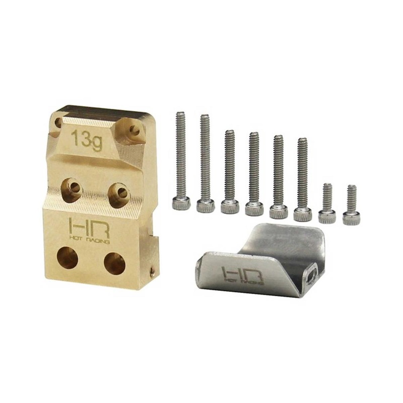 HOT RACING SXTF12CP Axial SCX24 Brass Differential Cover w/Stainless Axle Skid Plate