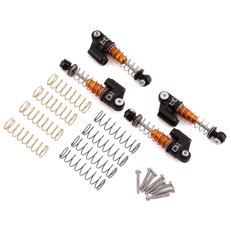 HOT RACING SXTF326RX04 Axial SCX24 Aluminum Threaded Oil Emulsion Shocks (4)
