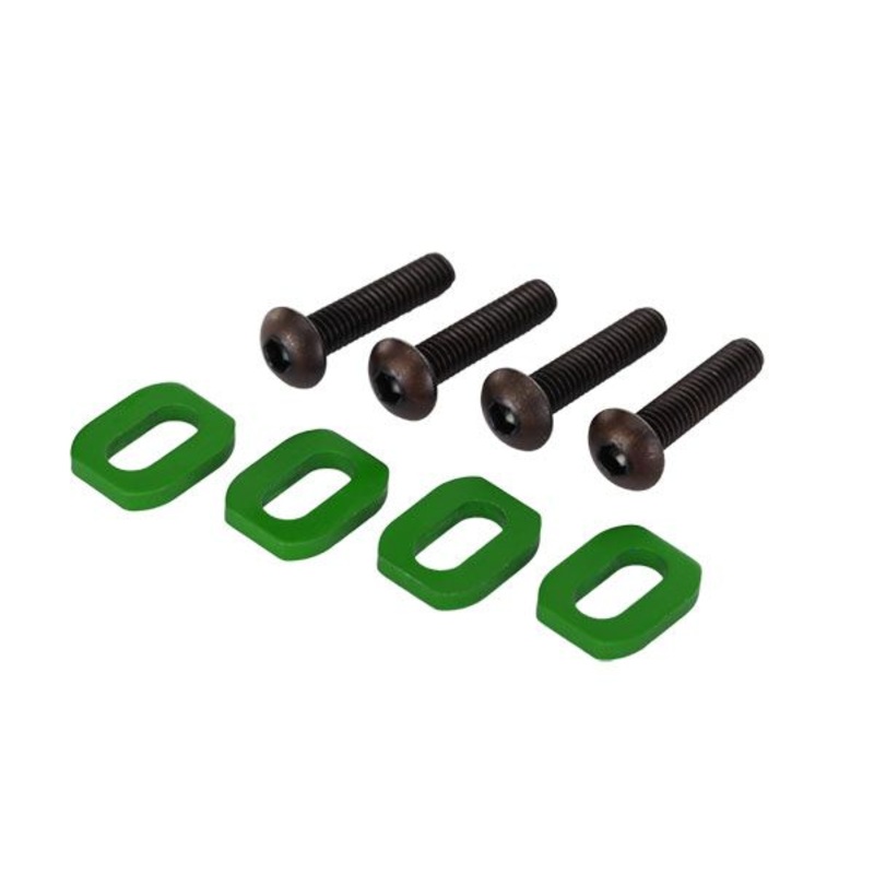 TRAXXAS 7759G Washers, motor mount, aluminum (green-anodized) (4)/ 4x18mm BCS (4)