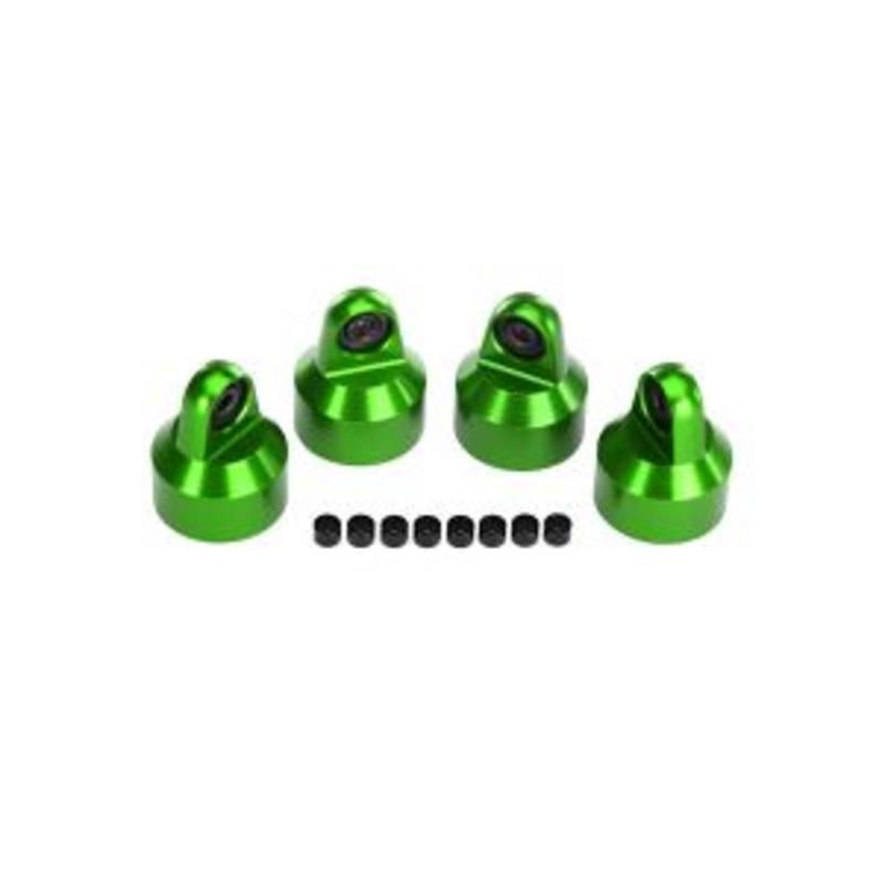 TRAXXAS 7764G Shock caps, aluminum green-anodized GTX shocks (4)/ spacers (8) X-Maxx