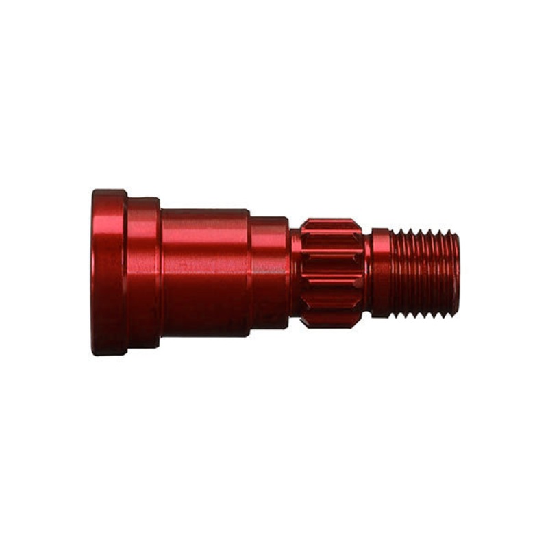 TRAXXAS 7768R X-Maxx red-anodized aluminum stub axle. For use with 8s-spec heavy duty driveshaft #7750X only.