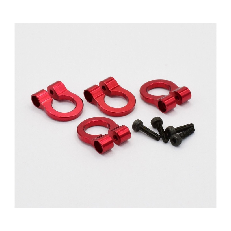 HOT RACING ACC80802 1/10 Scale Aluminum Red Tow Shackle D-Rings (4)