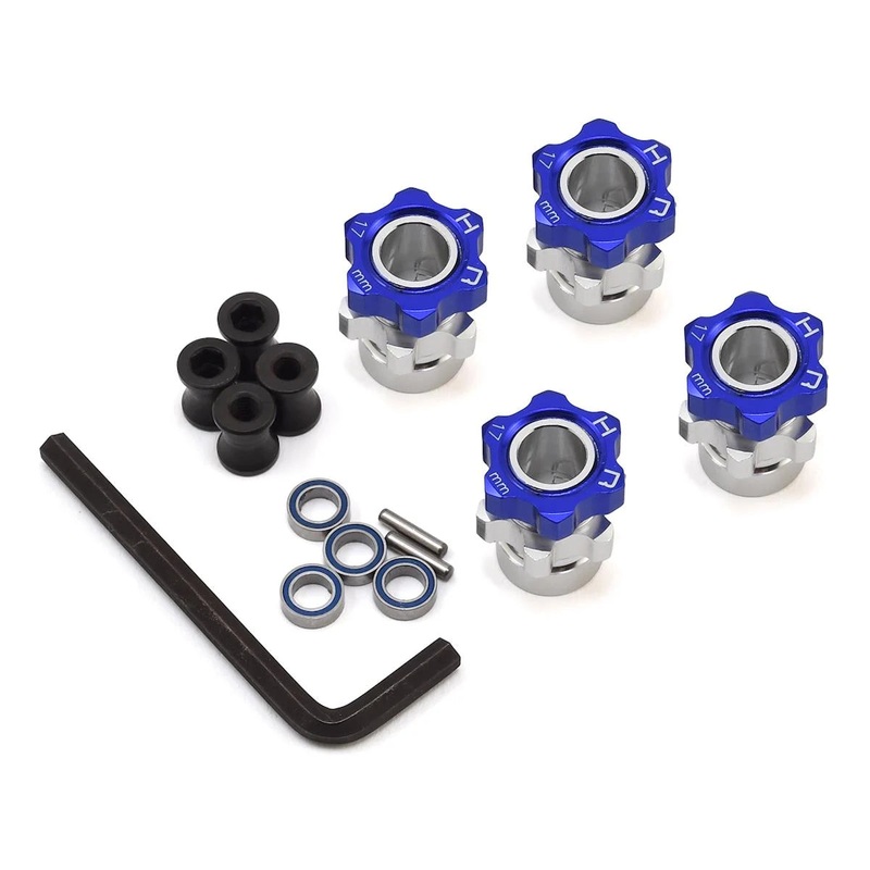 HOT RACING JT107W06 Traxxas Jato 17mm Hex Wheel Adapters w/8mm Extension (Blue) (4)