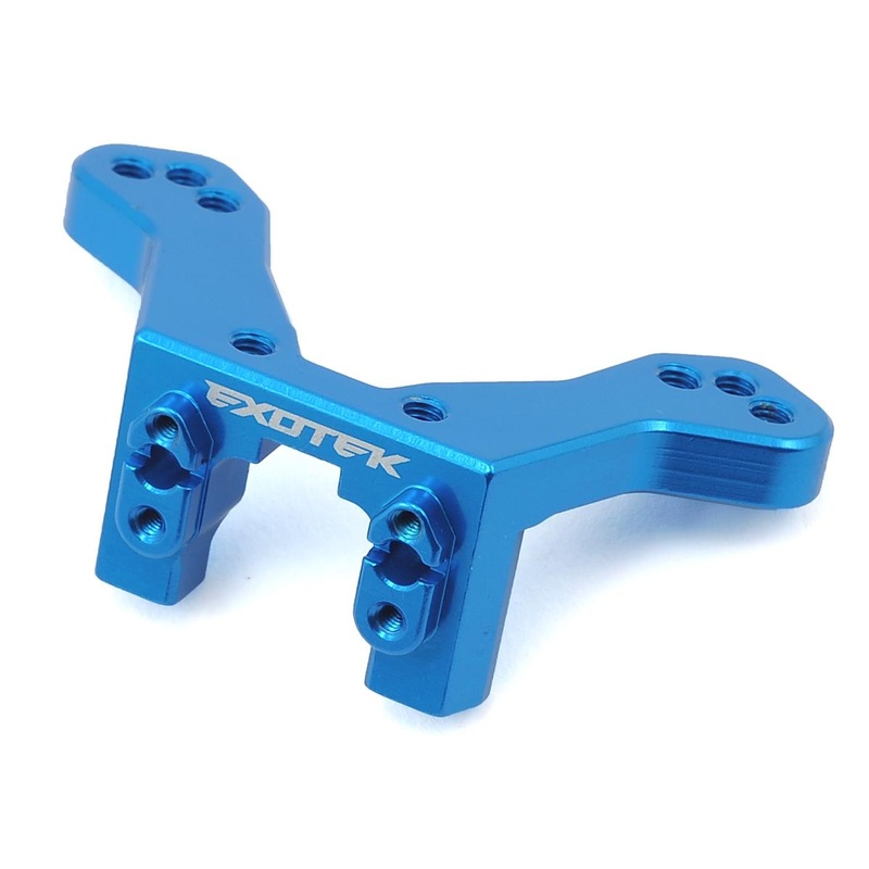 EXOTEK 1707BLU B6 Rear Camber Mount Bulkhead, Blue Anodized 7075 Aluminum