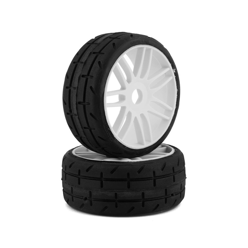 GRP GTH01-S1 GT - TO1 Revo Belted Pre-Mounted 1/8 Buggy Tires White S1 17mm Hex