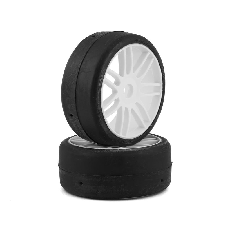 GRP GTH02-S1 GT - TO2 Slick Belted Pre-Mounted 1/8 Buggy Tires White S1 17mm Hex