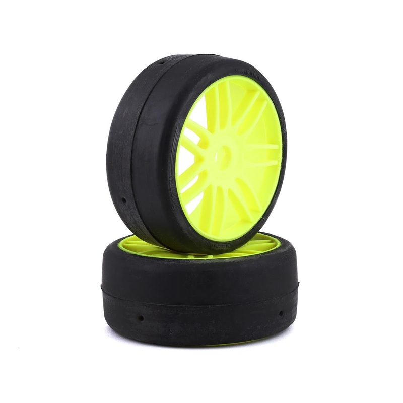 GRP GTY02-S1 GT - TO2 Slick Belted Pre-Mounted 1/8 Buggy Tires Yellow S1 w/17mm Hex