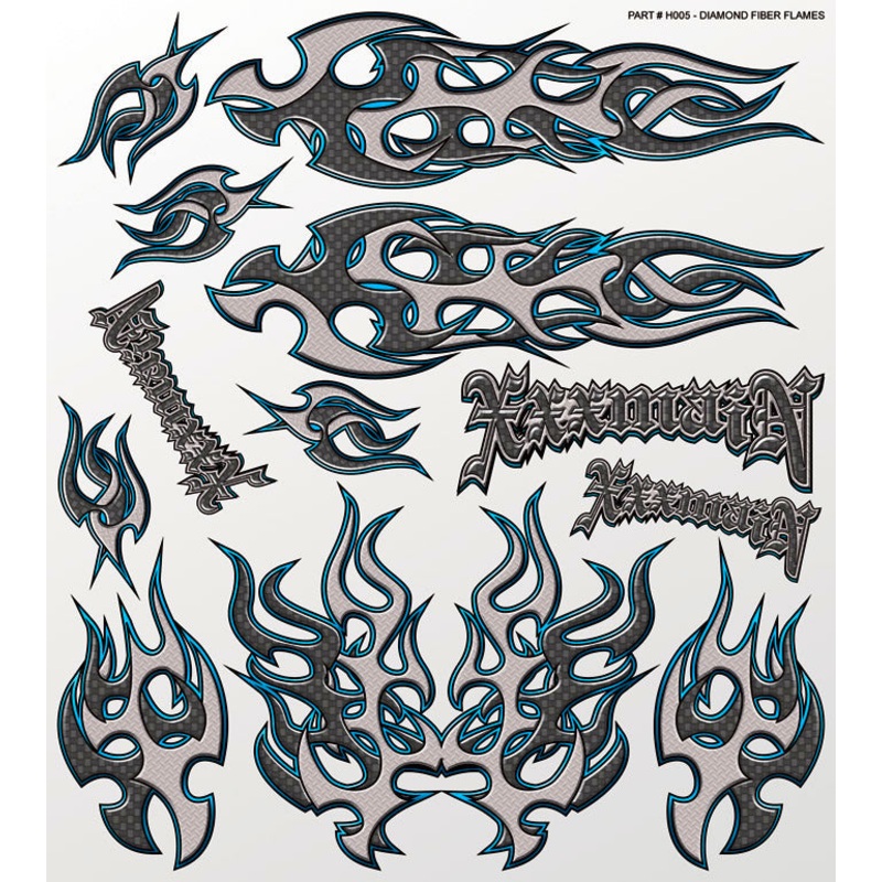 XXX MAIN H005 Diamond Fiber Flames Large Decal