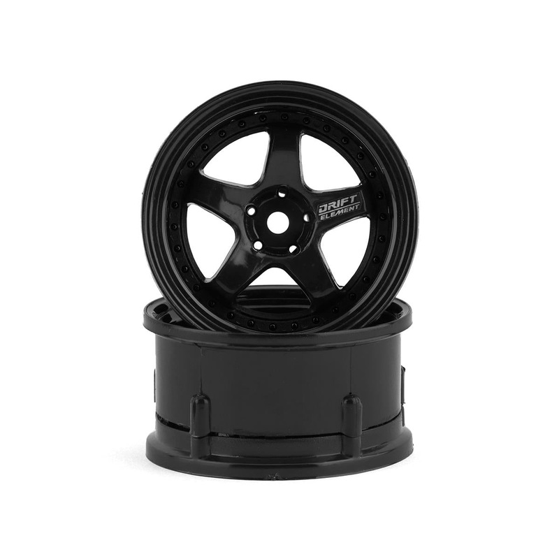 DS RACING DSC-DE-005 Drift Element 5 Spoke Drift Wheels (Triple Black) (2) (Adjustable Offset) w/12mm Hex