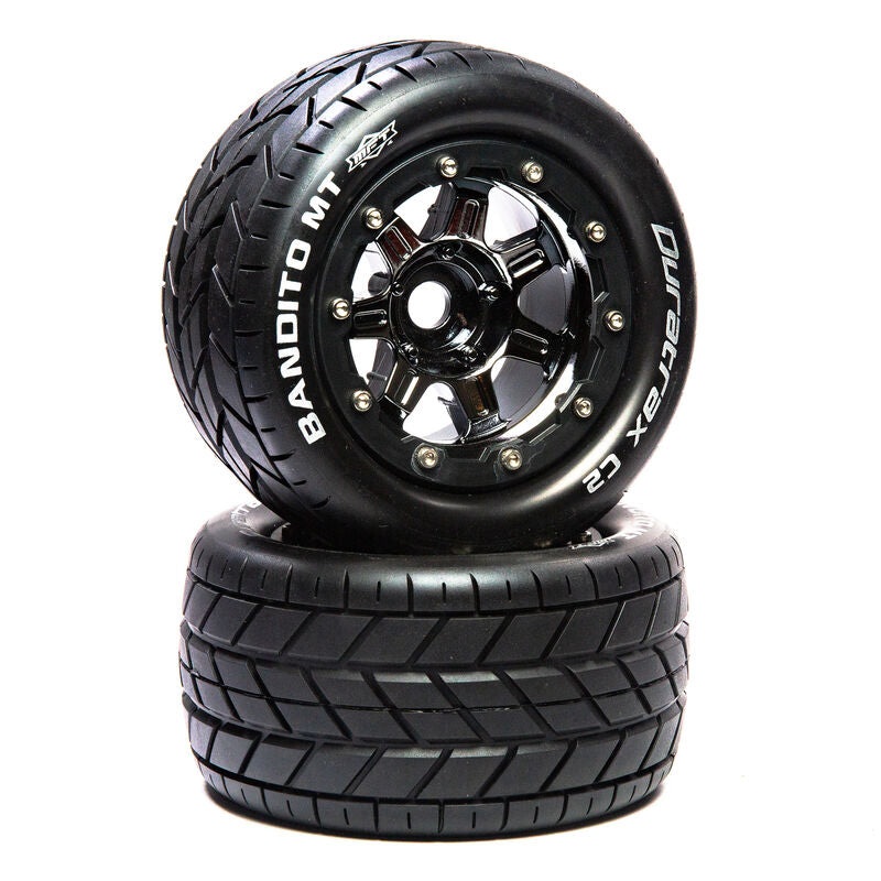 DURATRAX DTXC5601 Bandito MT Belt 2.8" Mounted Front/Rear Tires .5 Offset 17mm Black Chrome