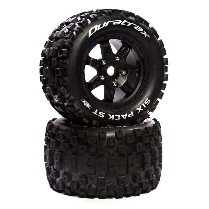 DURATRAX DTXC5618 Six Pack ST Belt 3.8" Mounted Front/Rear Tires 0 Offset 17mm, Black (2)