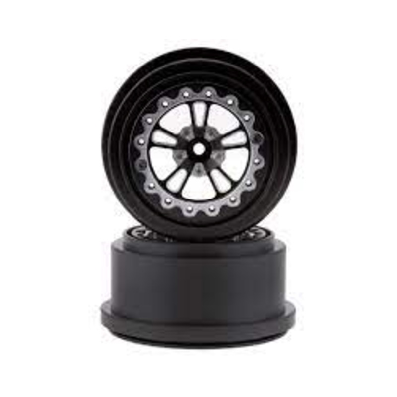 SSD SSD00452 V Spoke Aluminum Rear 2.2/3.0 Drag Racing Beadlock Wheels (Black) (2)