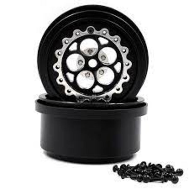 SSD SSD00489 5 Hole Aluminum Rear 2.2/3.0 Drag Racing Beadlock Wheels (Black) (2)