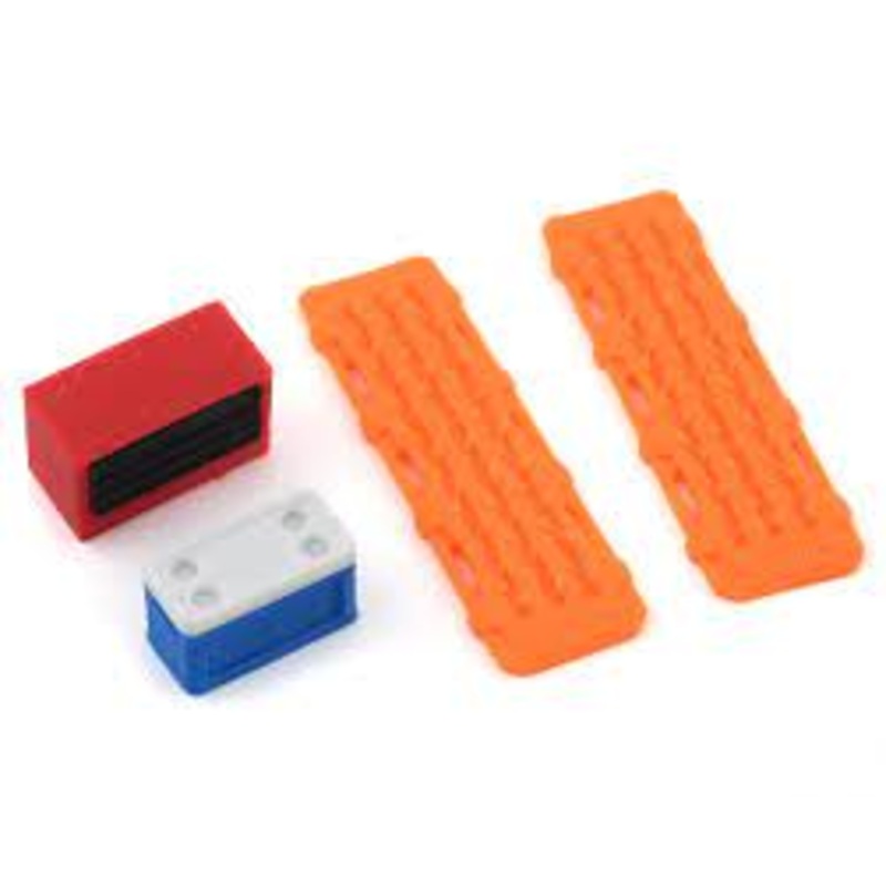 SCALE BY CHRIS SBCS24A 1/24 Scale Combo Pack 1 w/ Red Tool Box, Blue Ice Chest, Orange Sand Ramps