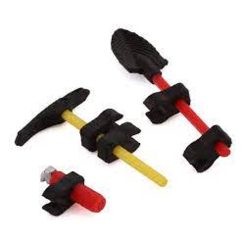 SCALE BY CHRIS SBCS24P SCX24 Deadbolt 1/24 Scale Combo Pack 11 w/Clamping Shovel, Pick, Extinguisher