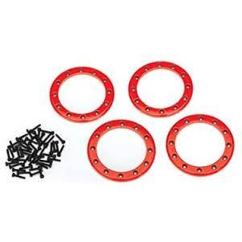 TRAXXAS 8168R Beadlock rings, red (2.2") (aluminum) (4)/ 2x10 CS (48)