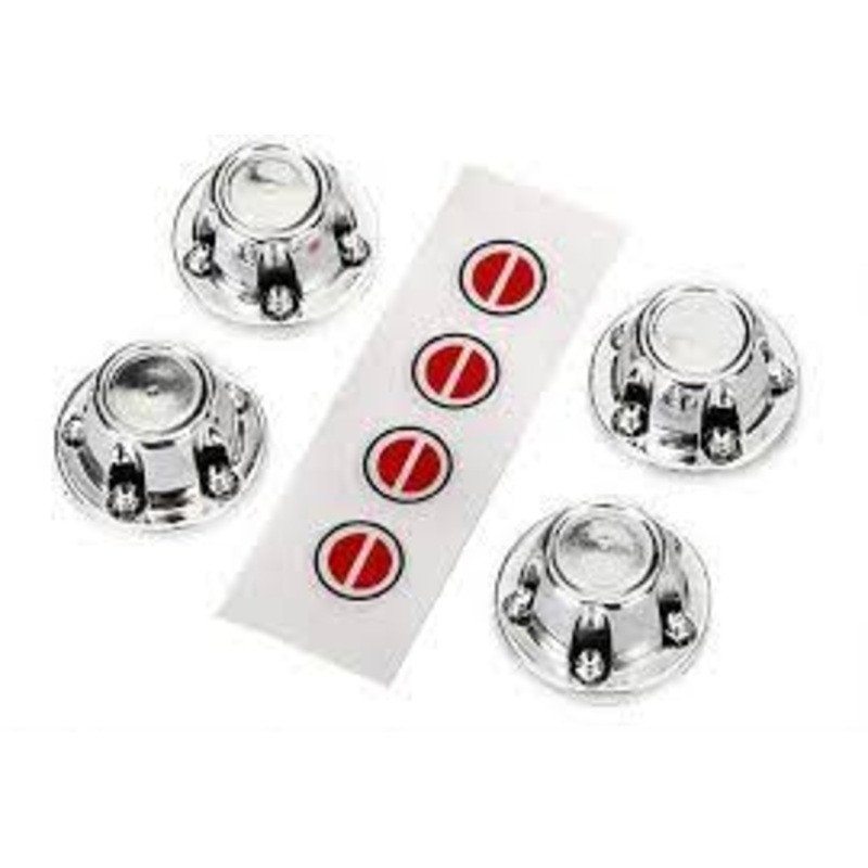 TRAXXAS 8176 Center caps, wheel (chrome) (4)/ decal sheet (requires #8255A extended stub axle)