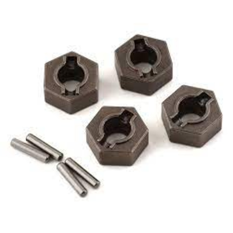 TRAXXAS 9069 Wheel hubs, 12mm hex (steel), extreme heavy duty (4)/ 2x9.8mm pin (4) (for use with #9080 upgrade kit and 6mm axles)