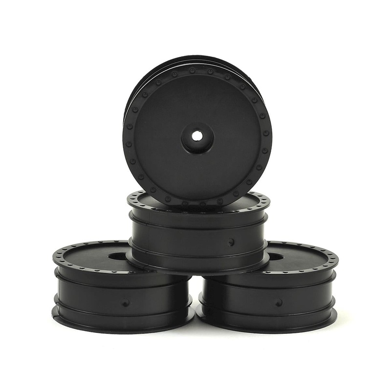 DE RACING DER-BB4-KFB Borrego Buggy Wheels for Assoc B6/Kyosho RB6/Front/Black/4pcs